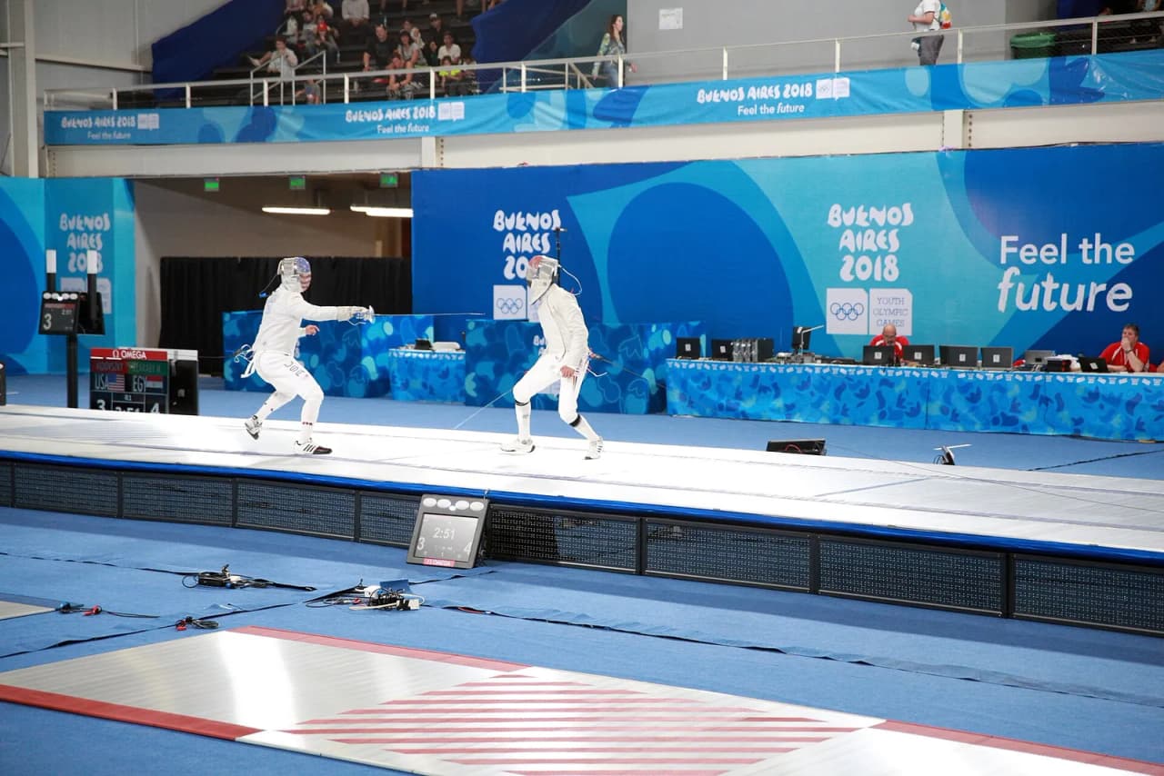 A sabre fencing bout with a referee officiating (representative image)